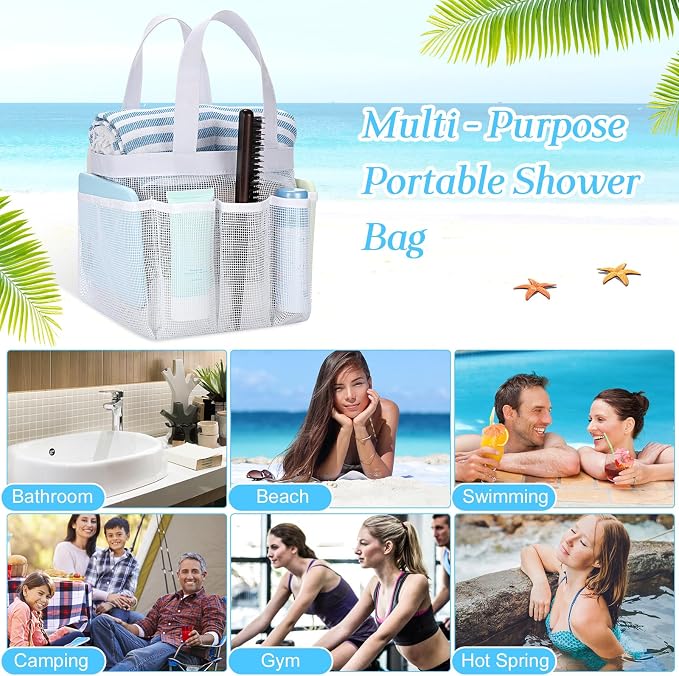 8 Packs Mesh Shower Caddy Portable Large Shower Caddy Dorm - Image 7