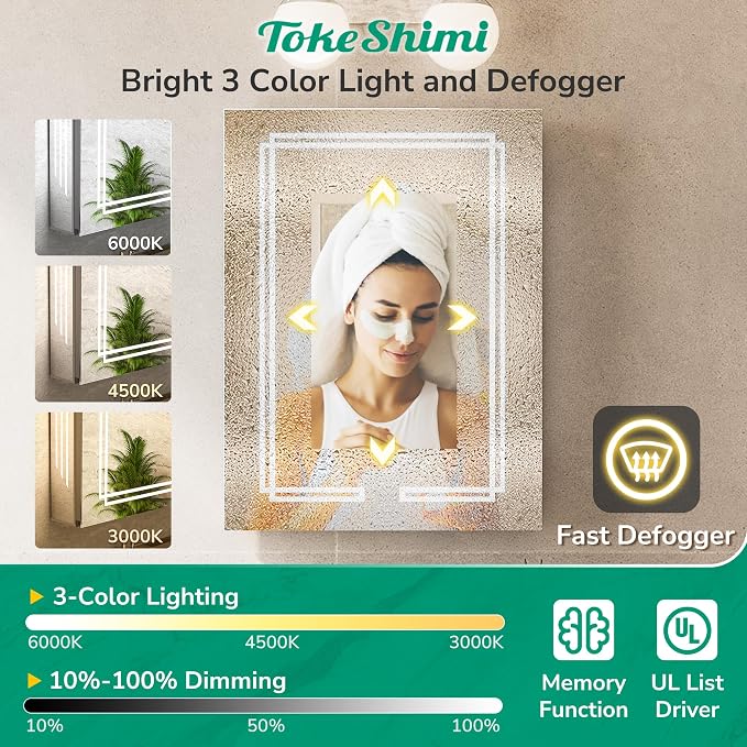 TokeShimi 30x32 Bathroom Mirror Medicine Cabinet - Image 7