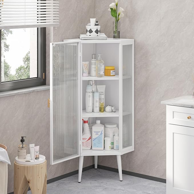 Corner Storage Cabinet with Glass Door - Image 3