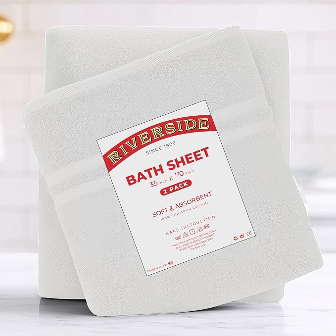 RIVERSIDE Pack of 2 Extra Large Bath Sheets 35 x 70 Inches - Image 7
