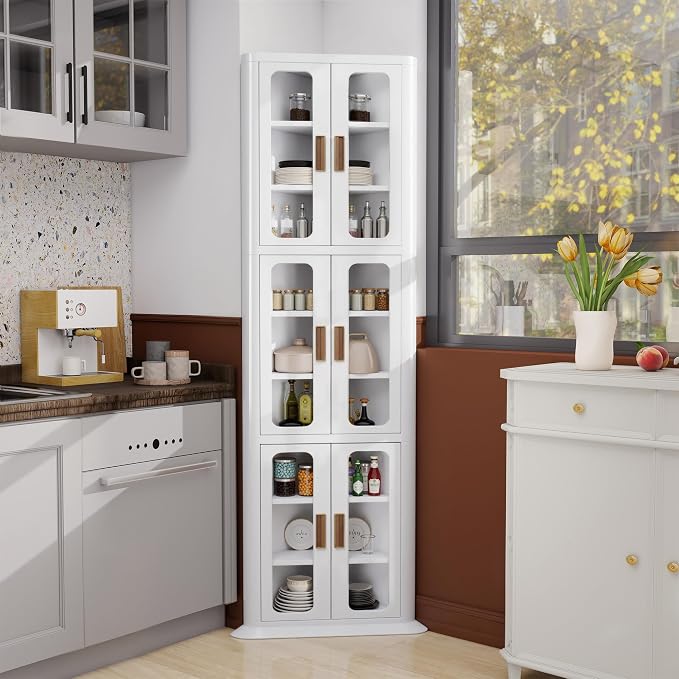VECELO 3-Tier Tall Corner Cabinet by VECELO