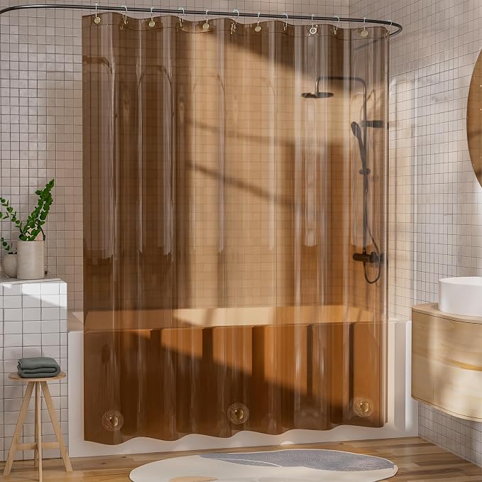 AmazerBath Shower Curtain Liner, 100% EVA Soft Clear Amber Heavy Duty Shower - Image 8