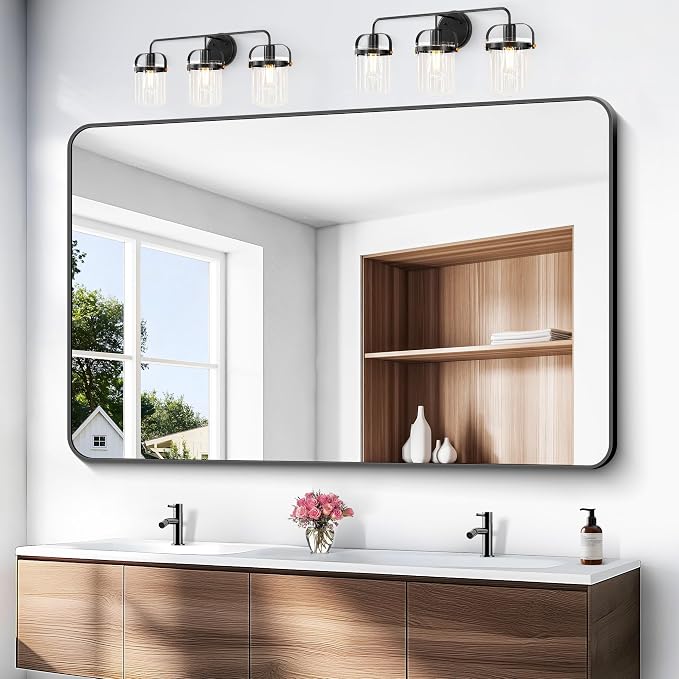 BONEWEI Black Bathroom Mirror, 60x40 inch Wall Mirror - Image 2