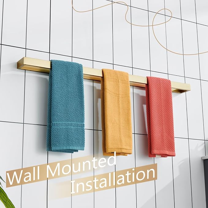KOKOSIRI Towel Bar Brushed Gold Bath Towel Holder 32 Inch Kitchen Towel Hanger - Image 6