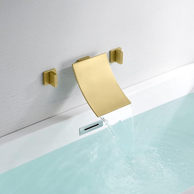 SUMERAIN Waterfall Tub Faucet High Flow Wall Mount Bathtub Faucet Filler Two - Image 5