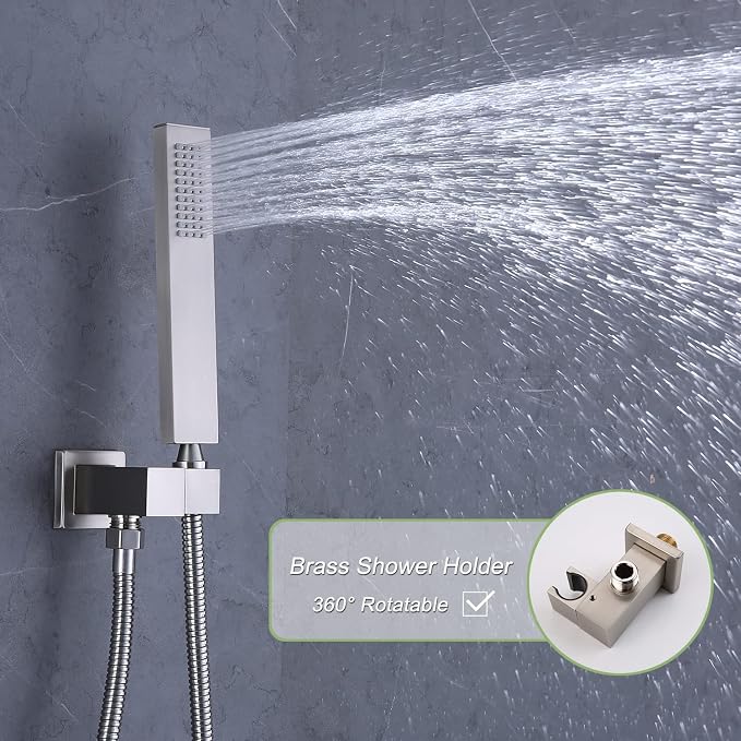 Brushed Nickel Shower Faucet Set Luxury Rainfall Shower Head System, Digital - Image 5