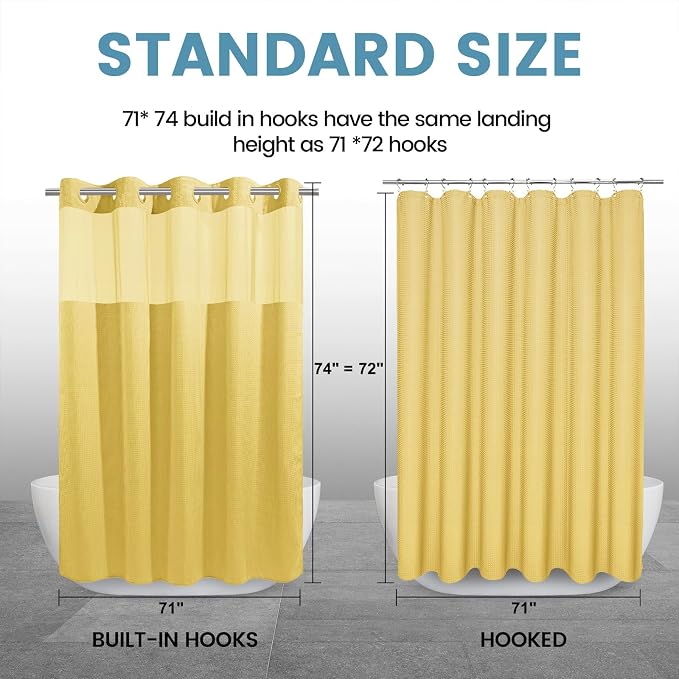 Yellow No Hook Shower Curtain - Image 7