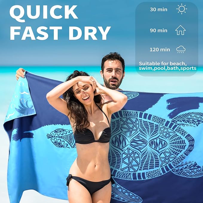 4 Pack Lightweight Thin Beach Towel Oversized 71"x32" Big Extra Large - Image 3
