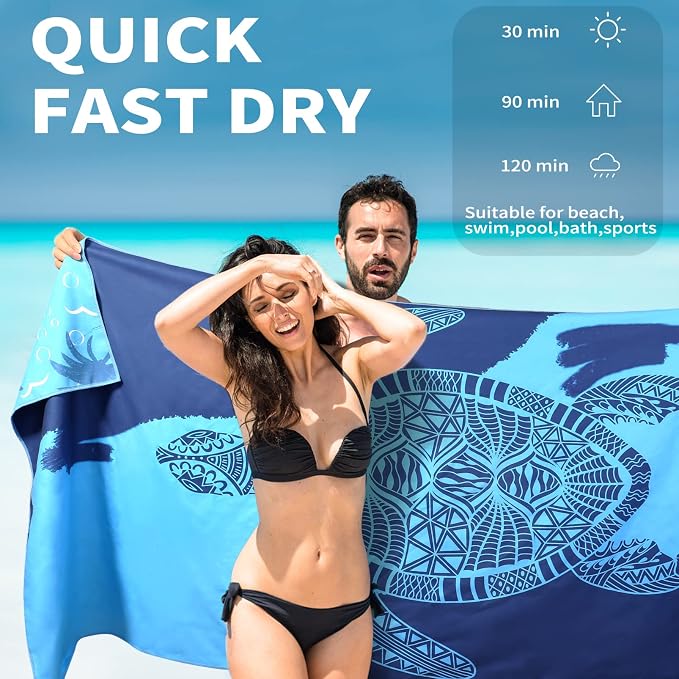 2 Pack Lightweight Thin Beach Towel Oversized 71"x32" Big Extra Large - Image 3