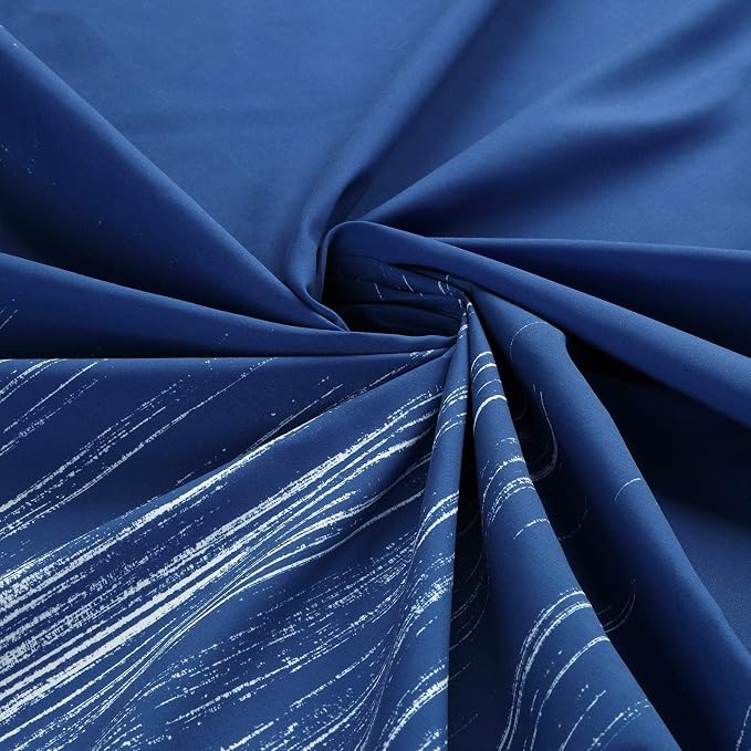 Long Fabric Shower Curtain, Royal Blue Microfiber Cloth Shower Curtains - Image 2