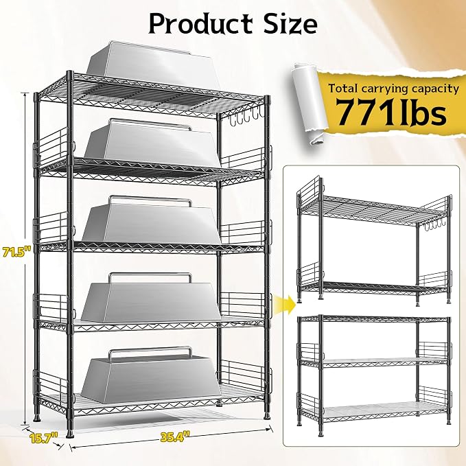 71.5‘’H Wire Shelving Unit - Image 3