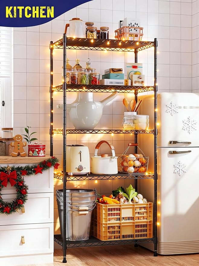 5-Tier Shelf, Shelves Capacity 1010LBS, Storage Shelves Adjustable Wire Shelving - Image 2