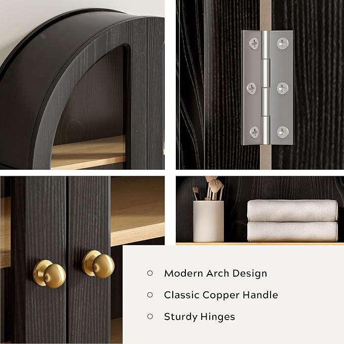 Large Arched Bathroom Wall Cabinet Modern Wooden Display Cabinet - Image 3