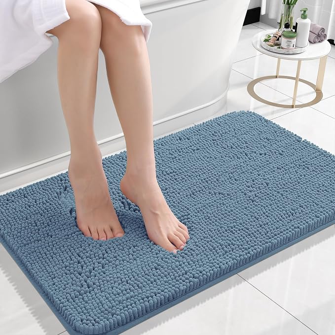 OLANLY Bathroom Rugs 24x16, Extra Soft Absorbent Chenille Bath Rugs, Rubber by OLANLY