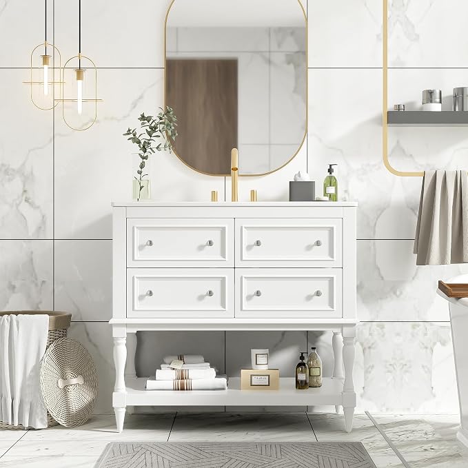 36 Inch White Bathroom Vanity by THINK30