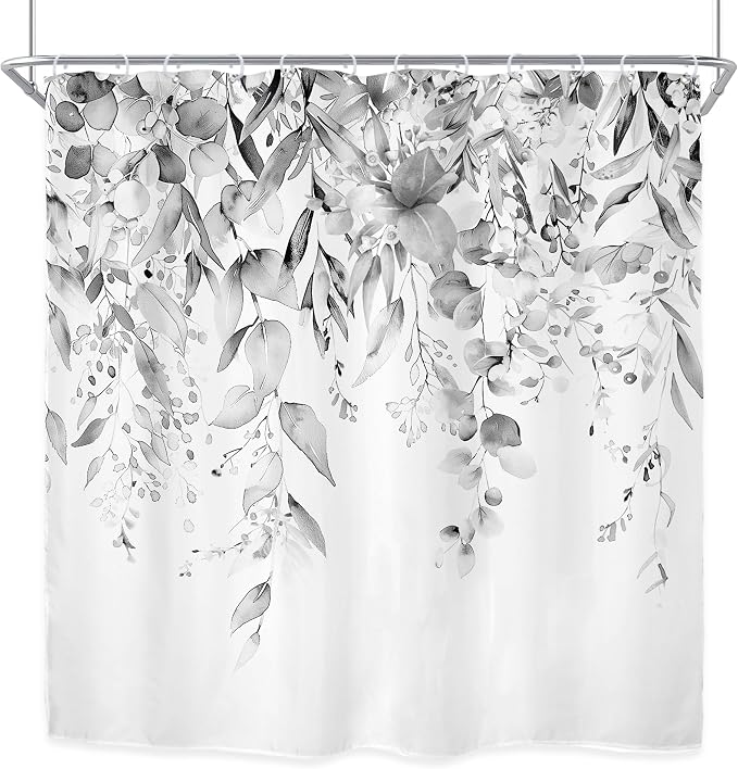 Riyidecor Grey Eucalyptus Leaves Shower Curtain - Image 8