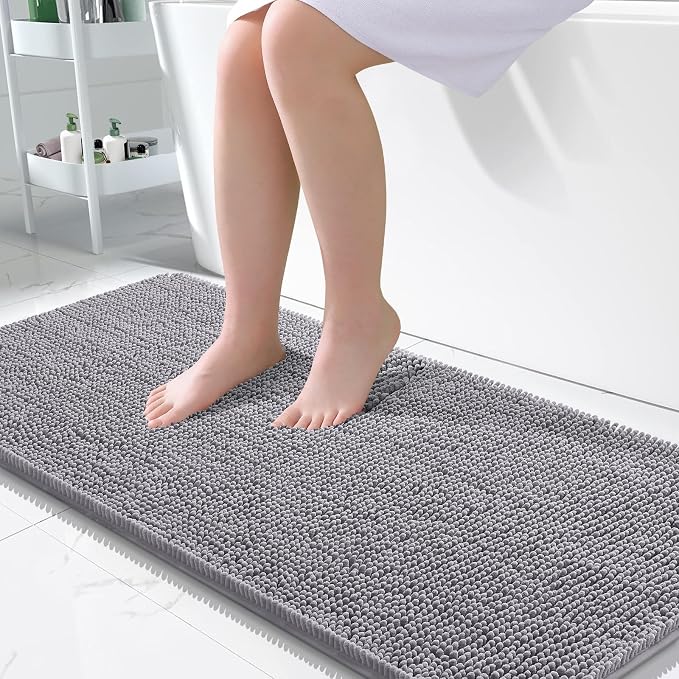 OLANLY Bathroom Rugs 50x30, Extra Soft Absorbent Chenille Bath Rugs, Rubber by OLANLY