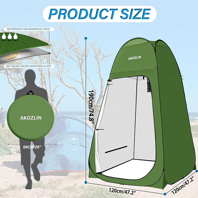 AKOZLIN Portable Pop Up Shower Tent Instant Privacy Dressing Changing Tent - Image 3
