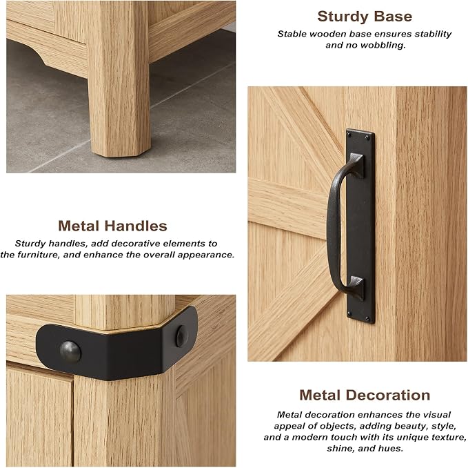 Bathroom Storage Cabinet, 5-Shelf Farmhouse Storage Cabinet - Image 6