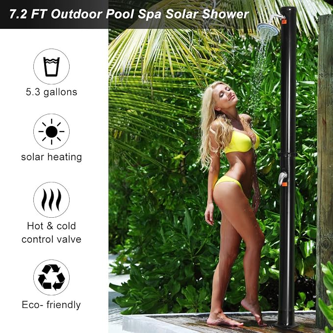 Giantex 7.2Ft 2-Section Solar Heated Shower - Image 2