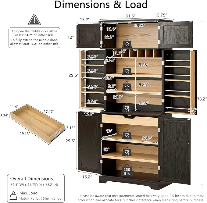 78.2" Tall Kitchen Pantry Cabinet - Image 2