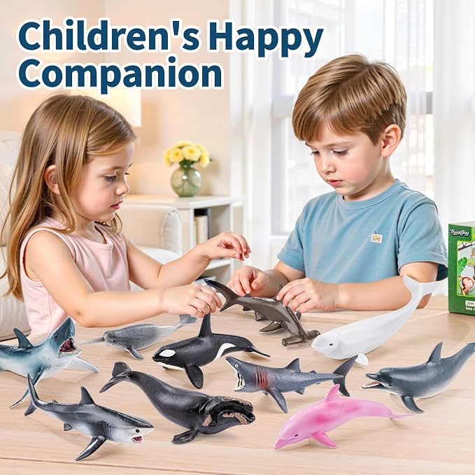 10PCS 5-6" Sea Animal Toys for Toddlers, Bath Ocean Animal Whale Shark - Image 6
