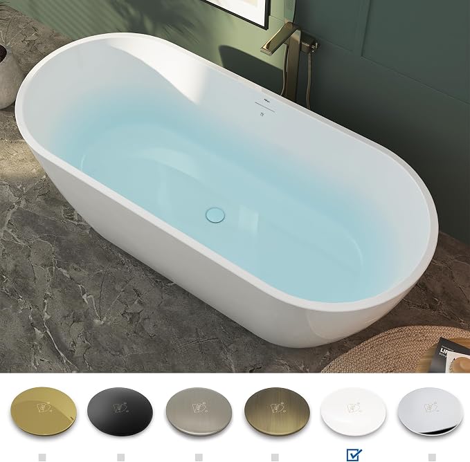 FerdY 67" Bali Elite Acrylic Freestanding Bathtub, Gracefully Shaped - Image 3