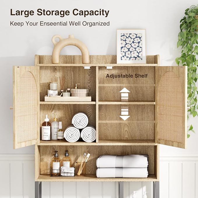 Rattan Over The Toilet Storage Cabinet - Image 4