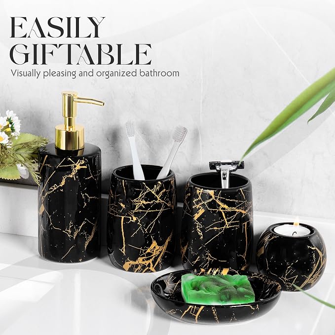 Ceramic Bathroom Accessory Set, 5-Piece Bathroom Accessory Set, Soap Dish - Image 7