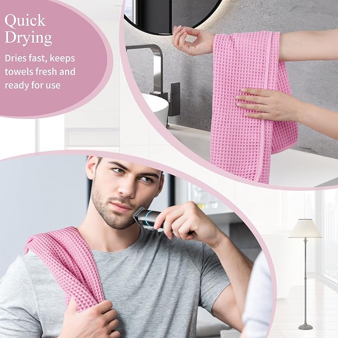 Microfiber Waffle Hand Towels, 4 Pieces, Fast Drying, Lint Free - Image 5