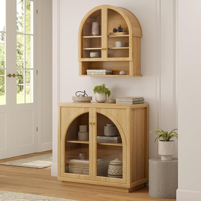 Large Arched Wall Cabinet with Acrylic Door, Large Wooden Wall Mounted Bathroom - Image 7