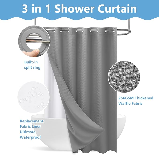 No Hook Waffle Weave Shower Curtain - Image 8