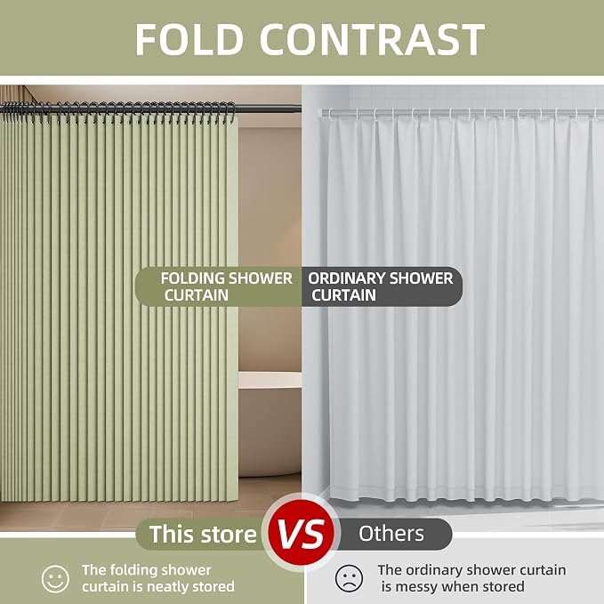 Bathroom Magnetic Folding Shower Curtain, Accordion-Style Shower Curtain - Image 3