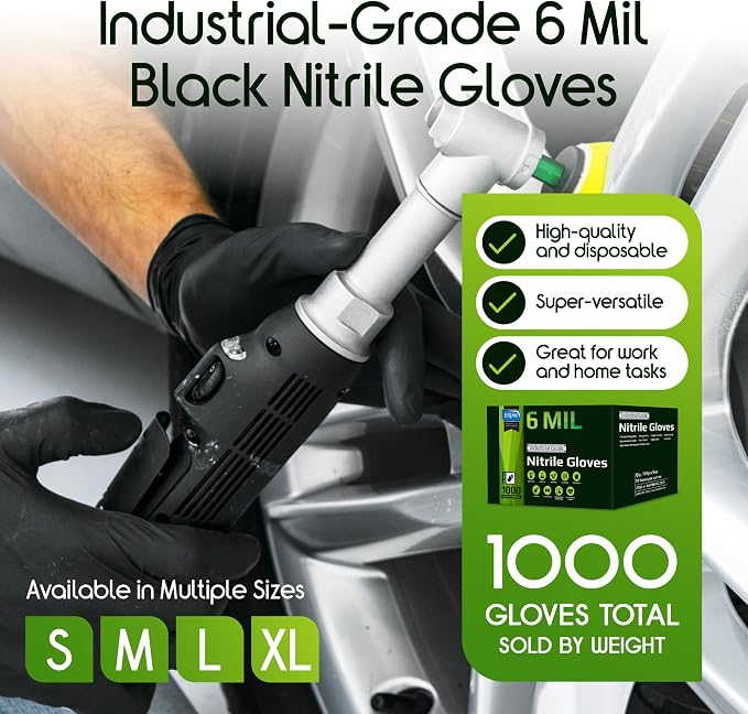 Inspire Black Nitrile Gloves HEAVY DUTY 6 Mil Nitrile Chemical Resistant - Image 2