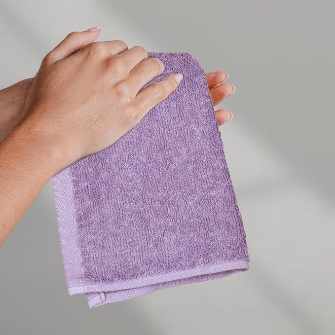Amazon Basics face Towels for bathroom, 100% Cotton Extra Absorbent washcloth - Image 6