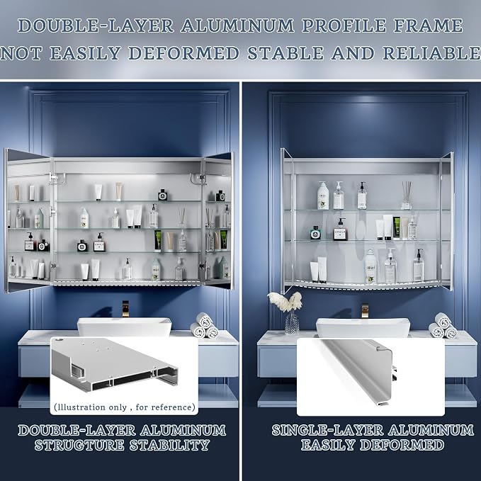 ExBrite LED Lighted Bathroom Medicine Cabinet - Image 8