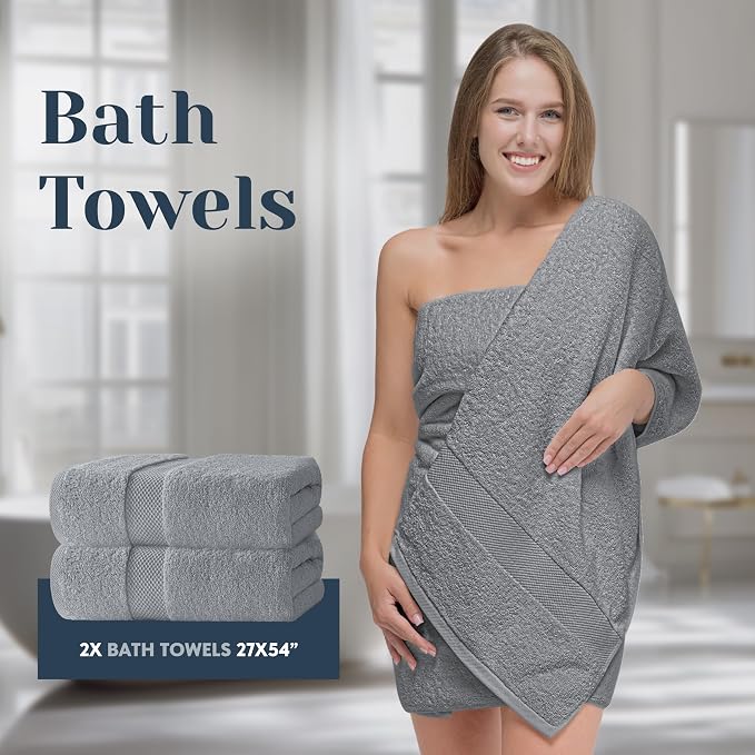 White Classic Luxury Bath Towel Set of 8 Pieces - Image 4