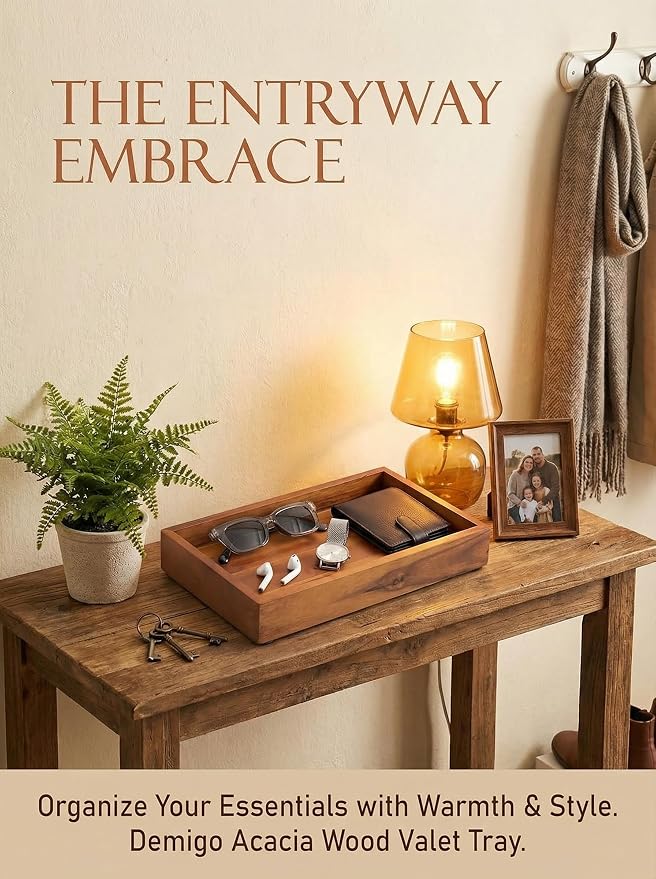 Demigo Acacia Wood Valet Tray & Catchall - Image 2