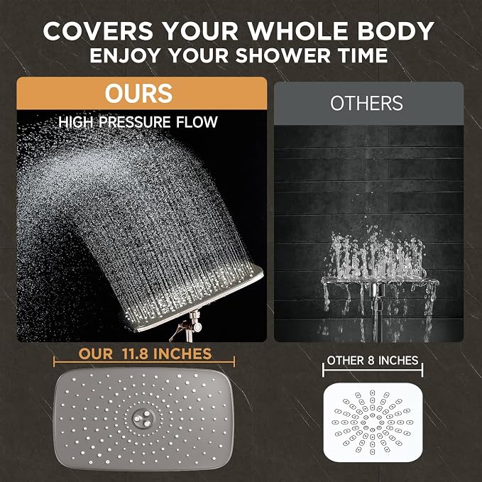 Veken Wide Brushed Nickel Rain Shower Head - Image 2