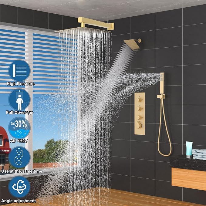 Enga Thermostatic Dual Shower System, All Functions Use Together & Volume - Image 2