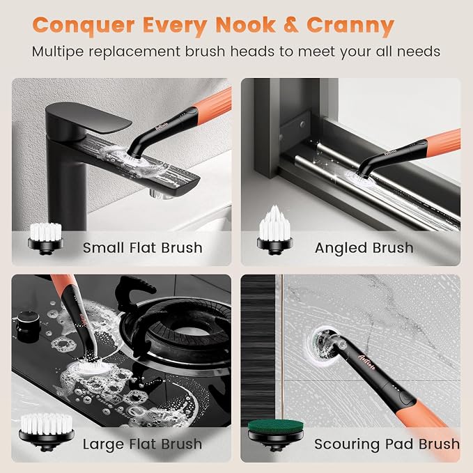 Rechargeable Electric Grout Brush, Upgraded Cordless Power Scrubber Kit - Image 4