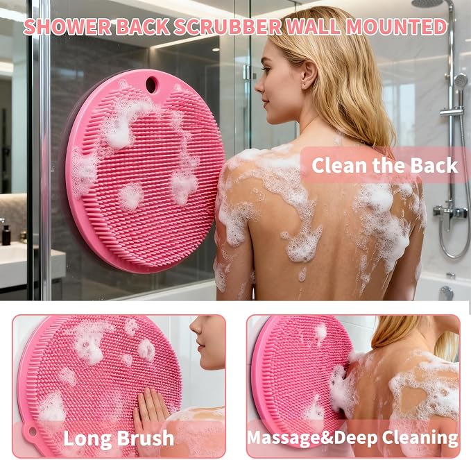 2 Pack Shower Foot Scrubber & Shower Back Scrubber Wall Mounted - Image 4