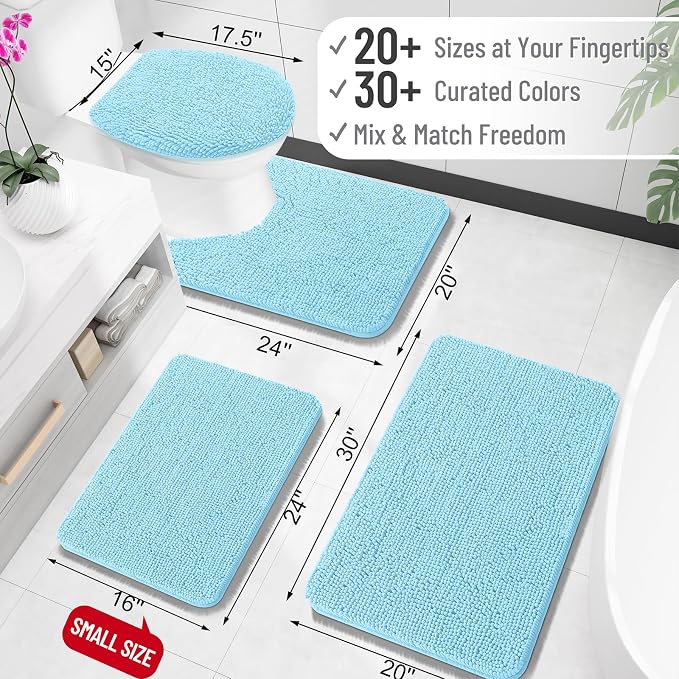 OLANLY Bathroom Rugs 24x16, Extra Soft Absorbent Chenille Bath Rugs, Rubber - Image 2