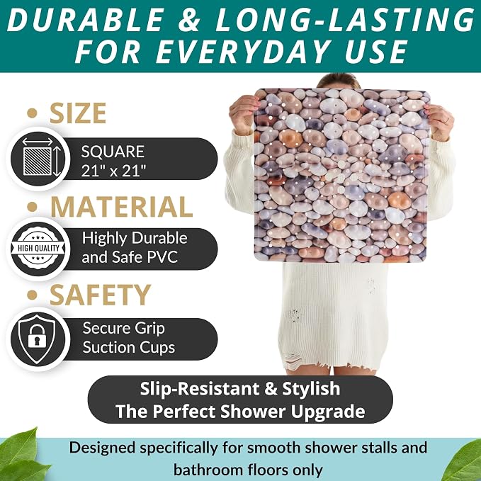 ENKOSI Square Shower Mat 21x21 inch - Image 3