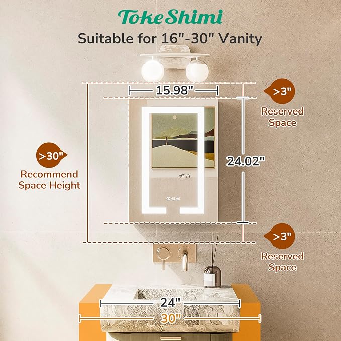 TokeShimi 16x24 Surface Mount or Recessed Medicine Cabinet - Image 3