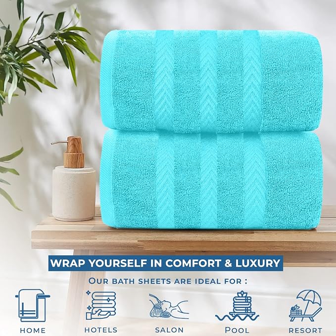 DAN RIVER 2 Pack Luxury Bath Sheets 35x70, 600 GSM, Soft & Quick Dry 100% Ring - Image 6