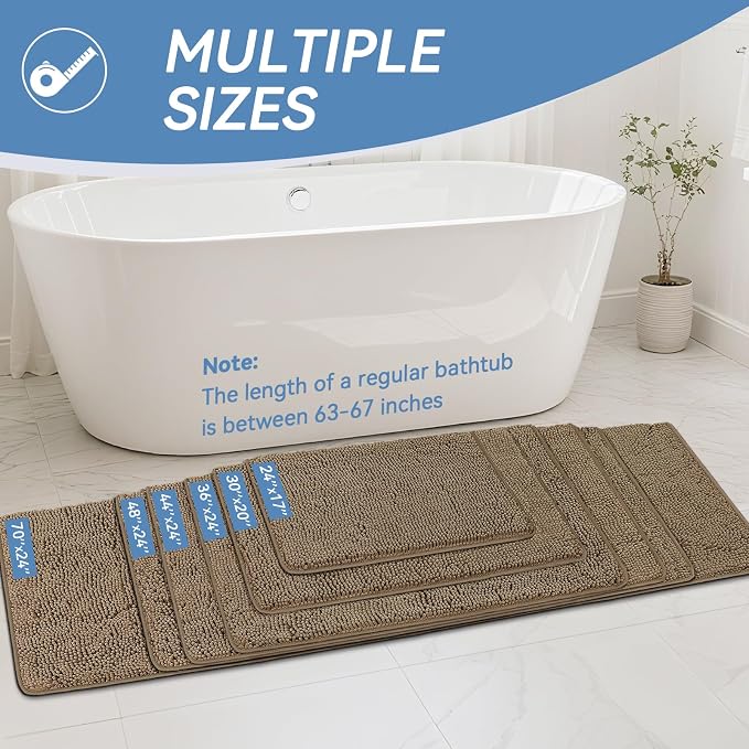 Bcoimo 24"×17" Absorbent Bath Mat, Non-Slip - Image 2