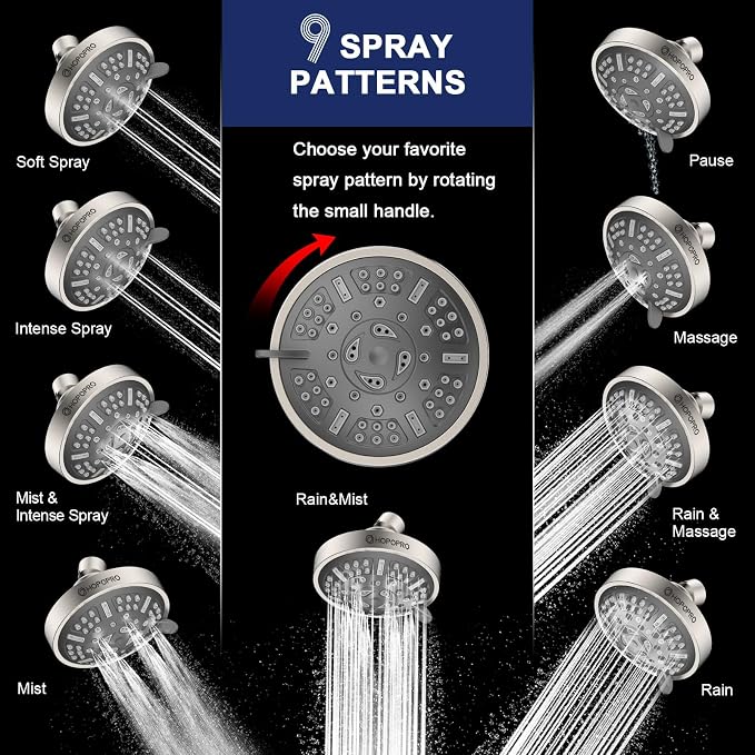 HOPOPRO Upgraded 9 Settings High Pressure Shower Head, NBC News Recommended - Image 2