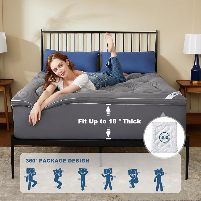 BEDLORE California King Mattress Topper, Thick Pillow Top Pad - Image 5