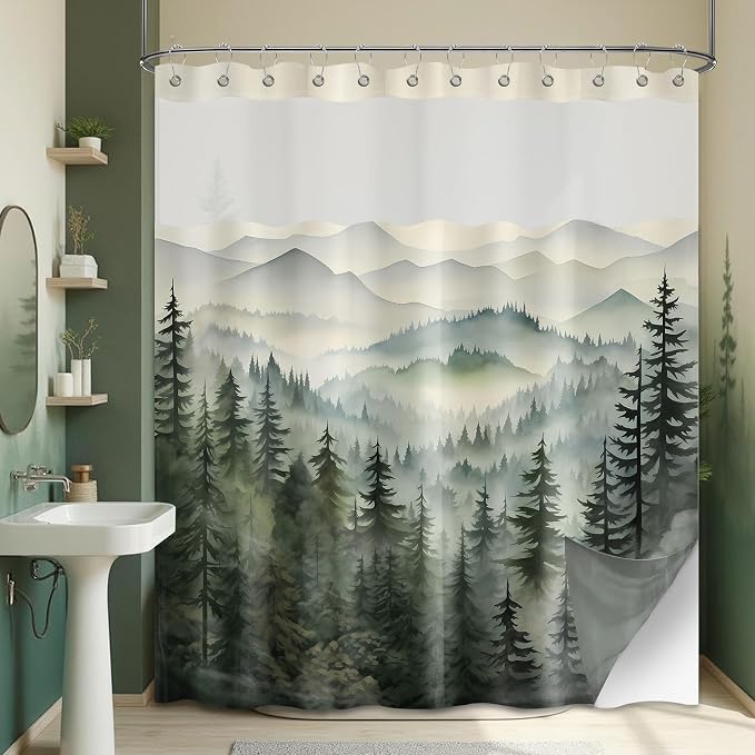 Forest See Through Mesh Top Shower Curtain - Image 3